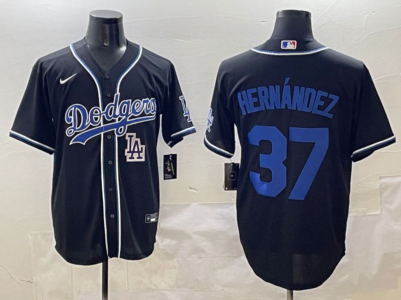 Men 2025 Los Angeles Dodgers #37 Hernandez Black Three generations Fashion Nike MLB Jersey style 4->los angeles dodgers->MLB Jersey